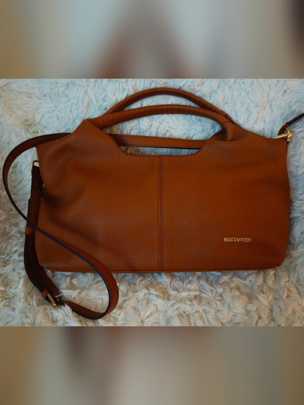 BOSTANTEN Nevin Tan Leather Satchel Crossbody Bag